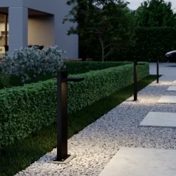 Terrassebelysning|Gadebelysning ^ Lucande LED pullert Silvan, 65 cm, antracit, metal