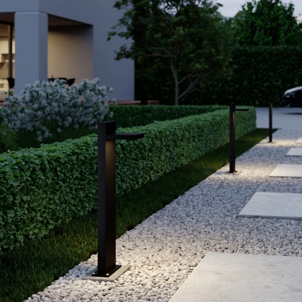 Terrassebelysning|Gadebelysning ^ Lucande LED pullert Silvan, 65 cm, antracit, metal