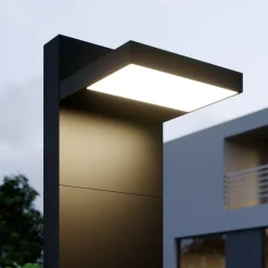 Terrassebelysning|Gadebelysning ^ Lucande LED pullert Silvan, 65 cm, antracit, metal