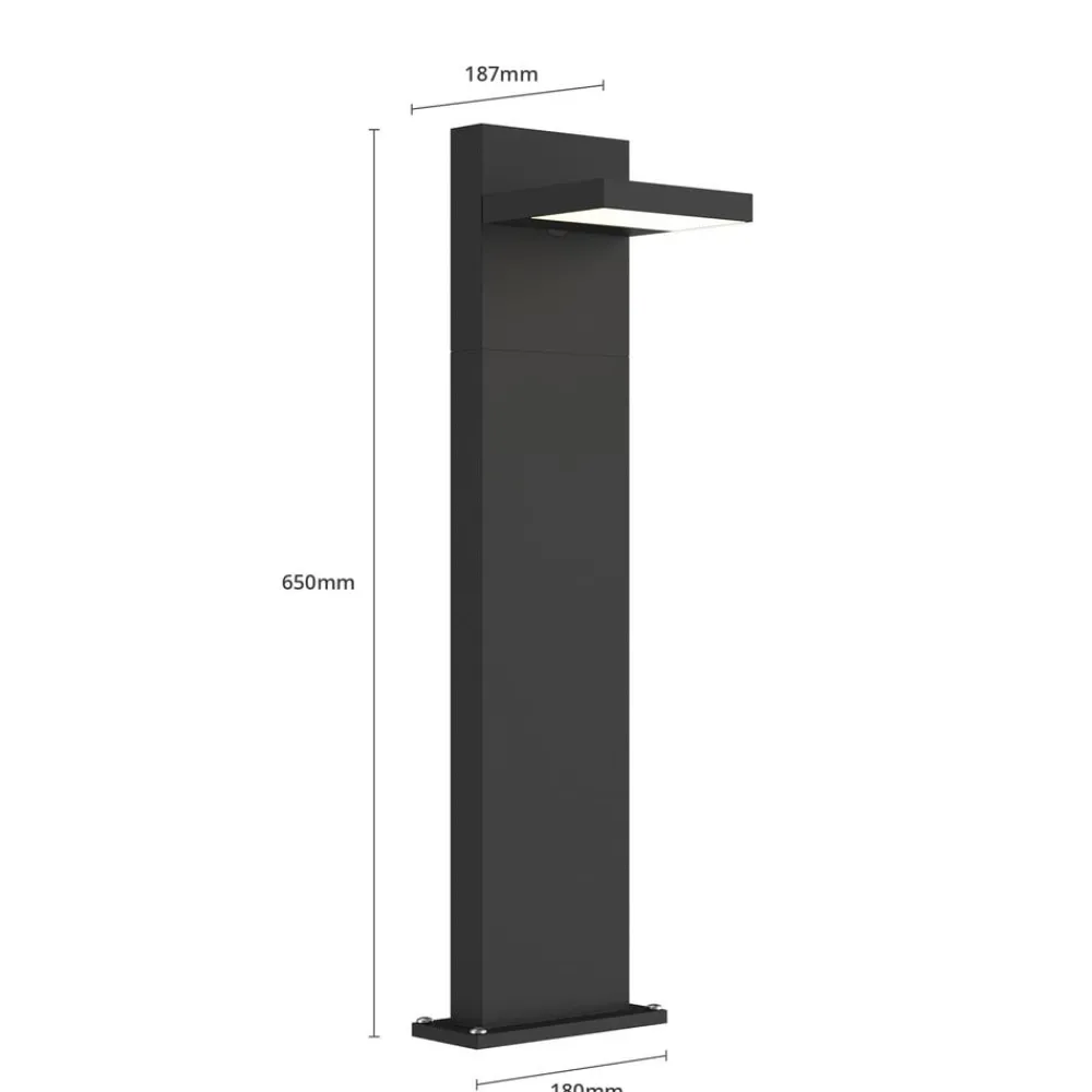 Terrassebelysning|Gadebelysning ^ Lucande LED pullert Silvan, 65 cm, antracit, metal