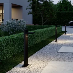 Gadebelysning Med Sensor|Terrassebelysning ^ Lucande LED pullert Silvan, 65 cm, sensor, antracit