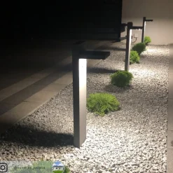 Gadebelysning Med Sensor|Terrassebelysning ^ Lucande LED pullert Silvan, 65 cm, sensor, antracit