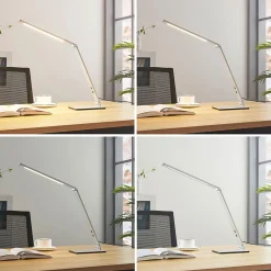 Arbejdsrum/Kontor|Bordlamper ^ Lucande LED-skrivebordslampe Nicano, grå, metal, dæmpbar.