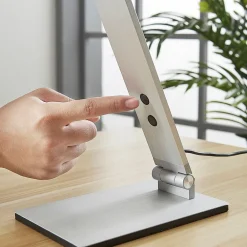 Arbejdsrum/Kontor|Bordlamper ^ Lucande LED-skrivebordslampe Nicano, grå, metal, dæmpbar.