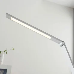Arbejdsrum/Kontor|Bordlamper ^ Lucande LED-skrivebordslampe Nicano, grå, metal, dæmpbar.