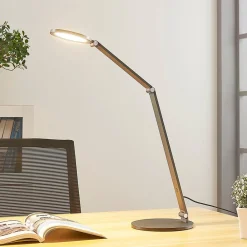 Arbejdsrum/Kontor|Bordlamper ^ Lucande LED-skrivebordslampe Mion, 41 cm, rund, dæmpbar