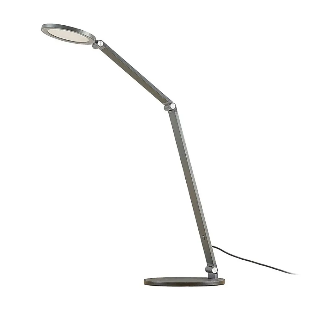 Arbejdsrum/Kontor|Bordlamper ^ Lucande LED-skrivebordslampe Mion, 41 cm, rund, dæmpbar