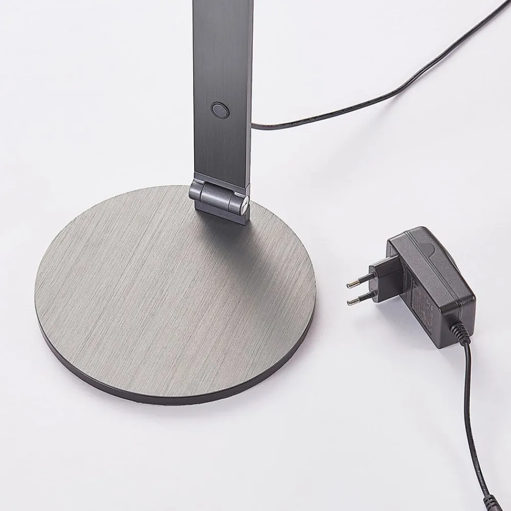 Arbejdsrum/Kontor|Bordlamper ^ Lucande LED-skrivebordslampe Mion, 41 cm, rund, dæmpbar