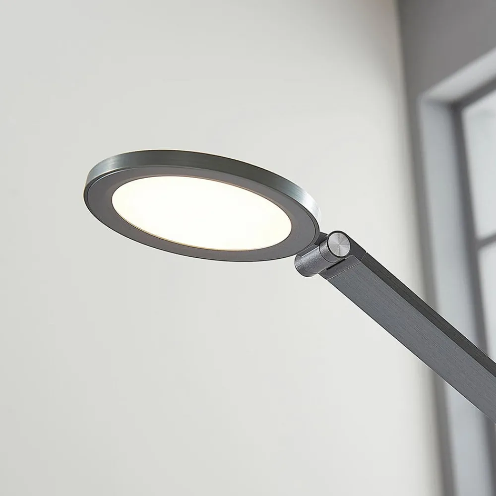 Arbejdsrum/Kontor|Bordlamper ^ Lucande LED-skrivebordslampe Mion, 41 cm, rund, dæmpbar