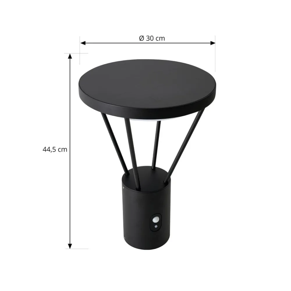 Lucande Solcelle Lampe Med Sensor|Sokkellamper Med Sensor > LED-sokkellampe Elario, 44 cm, sort, sensor