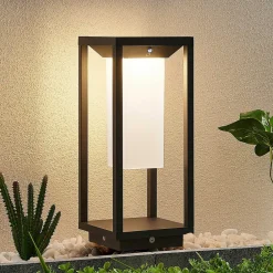 Solcellelamper|Sokkellamper ^ Lucande LED-sokkellampe Eliel, 34 cm, antracit, IP54