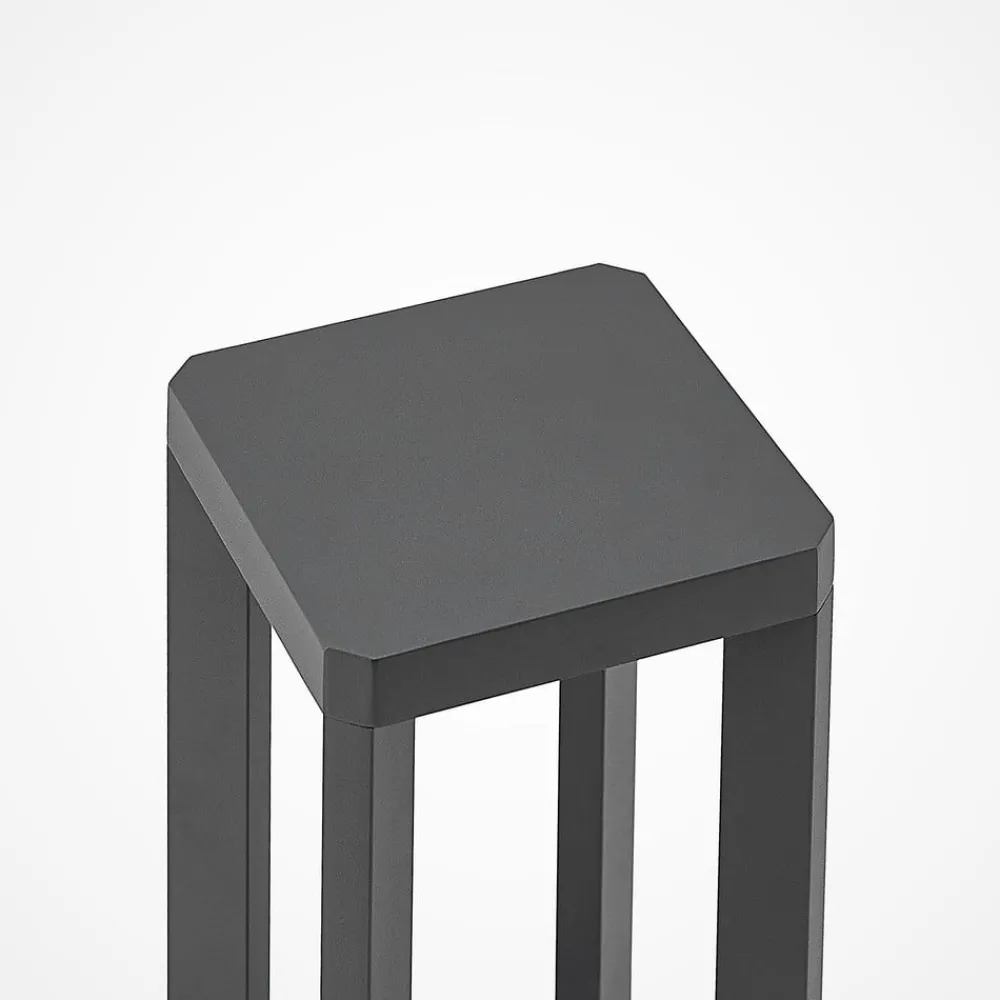 Terrassebelysning|Sokkellamper ^ Lucande LED-sokkellampe Kalisa, IP65, 42 cm, grå, metal