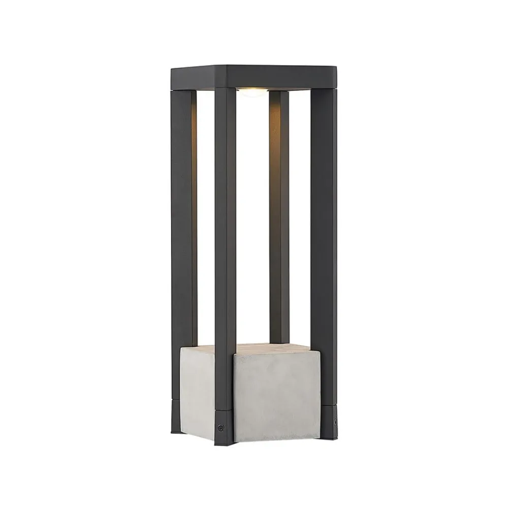 Terrassebelysning|Sokkellamper ^ Lucande LED-sokkellampe Kalisa, IP65, 42 cm, grå, metal