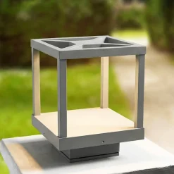 Lucande Sokkellamper > LED-sokkellampe Lealan, grå, metal, 23 cm, IP54