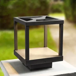 Lucande Terrassebelysning > LED-sokkellampe Lealan, sort, metal, 23 cm, IP54