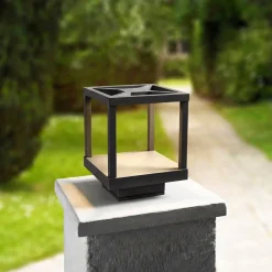 Lucande Terrassebelysning > LED-sokkellampe Lealan, sort, metal, 23 cm, IP54