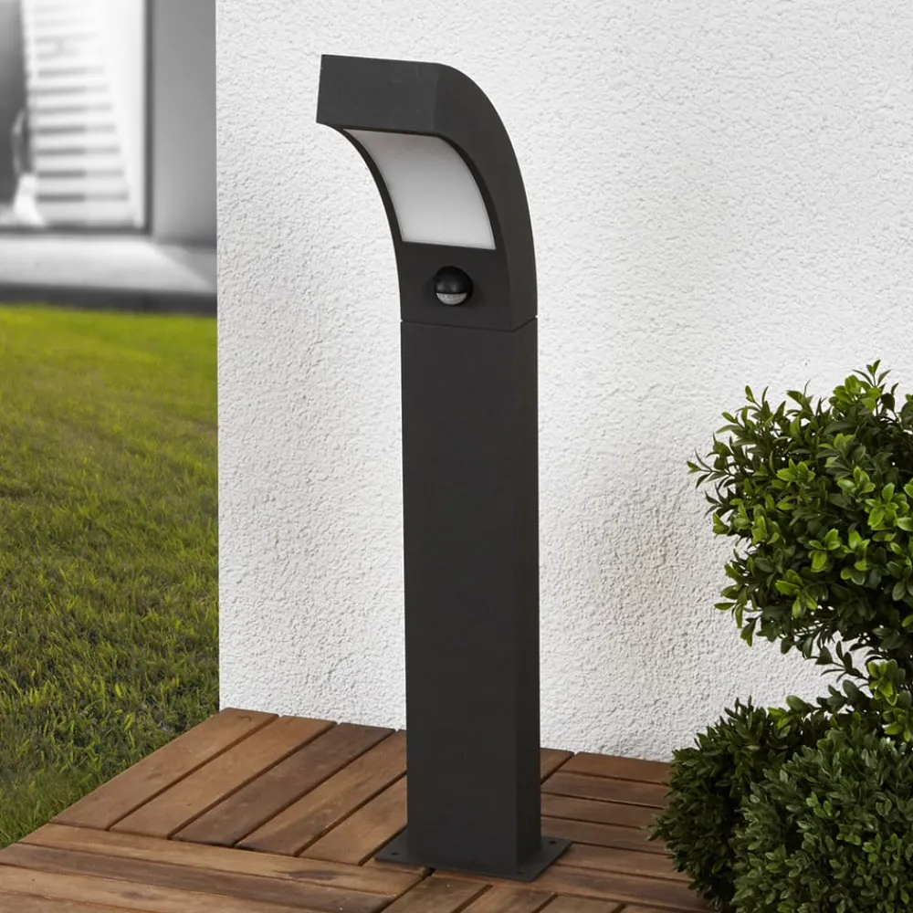 Lucande Sokkellamper Med Sensor|Terrassebelysning > LED-sokkellampe Lennik, sensor, 60 cm, antracit