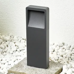 Sokkellamper ^ Lucande LED-sokkellampe Leya, 4 stk, 35cm, antracit, IP54