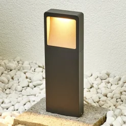 Terrassebelysning|Sokkellamper ^ Lucande LED-sokkellampe Leya, 35 cm, antracit, metal, IP54