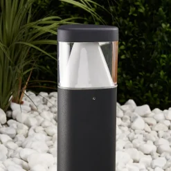 Lucande Sokkellamper|Terrassebelysning > LED-sokkellampe Milou, højde 30 cm, antracit, aluminium