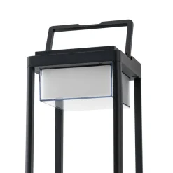 Solcellelamper ^ Lucande LED-solcellebordlampe Tilena, kantet, sort, dæmpbar