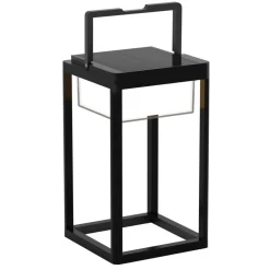 Solcellelamper ^ Lucande LED-solcellebordlampe Tilena, kantet, sort, dæmpbar