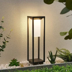 Lucande Solcellelamper|Terrassebelysning > LED-solcellelampe Eliel, højde 50 cm, sort