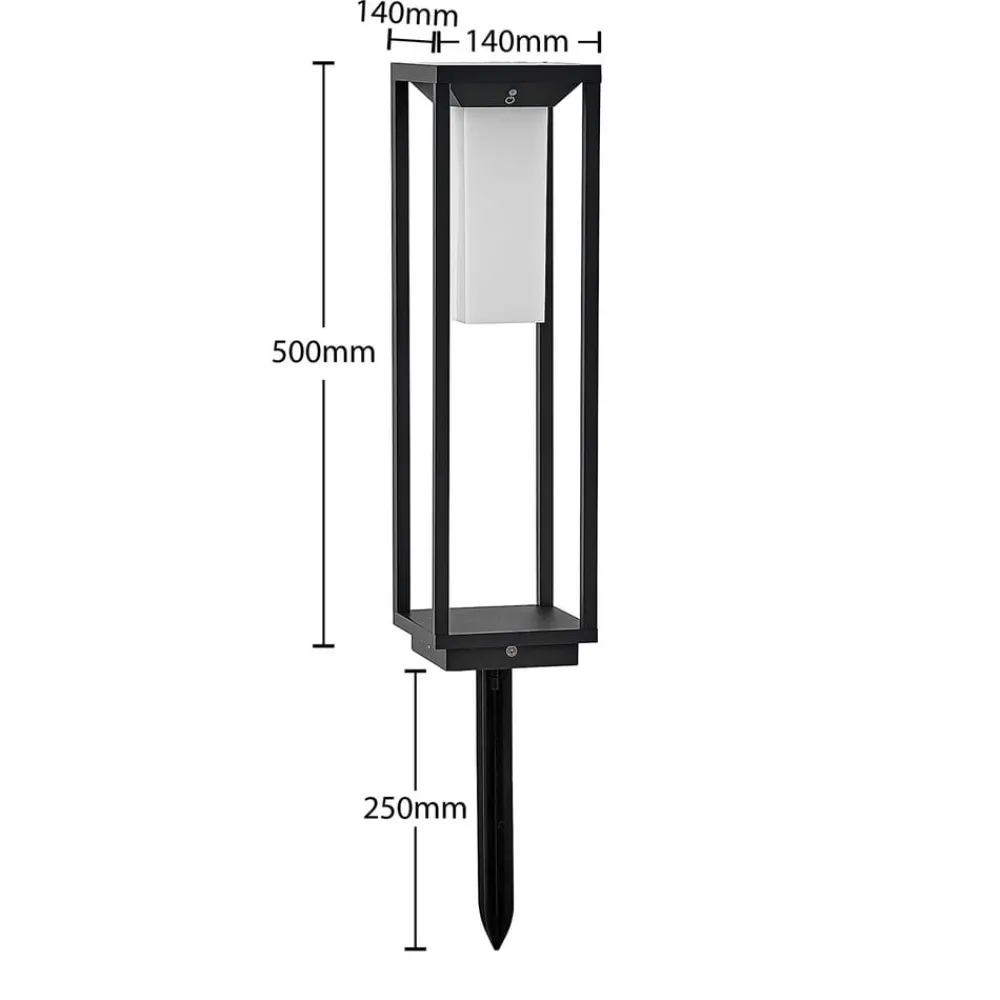 Lucande Solcellelamper|Terrassebelysning > LED-solcellelampe Eliel, højde 50 cm, sort