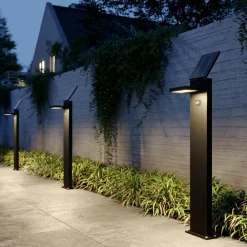 Solcelle Lampe Med Sensor|Gadebelysning Med Sensor ^ Lucande LED-solcellelampe Silvan, 100 cm, sensor, antracit