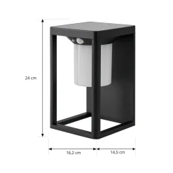 Lucande Solcelle Lampe Med Sensor|Væglamper > LED-solcellelampe Tilena, sort, aluminium, sensor