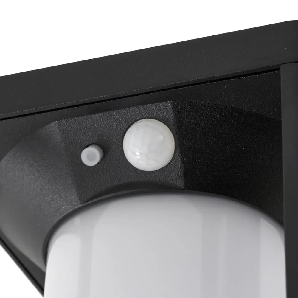 Lucande Solcelle Lampe Med Sensor|Væglamper > LED-solcellelampe Tilena, sort, aluminium, sensor