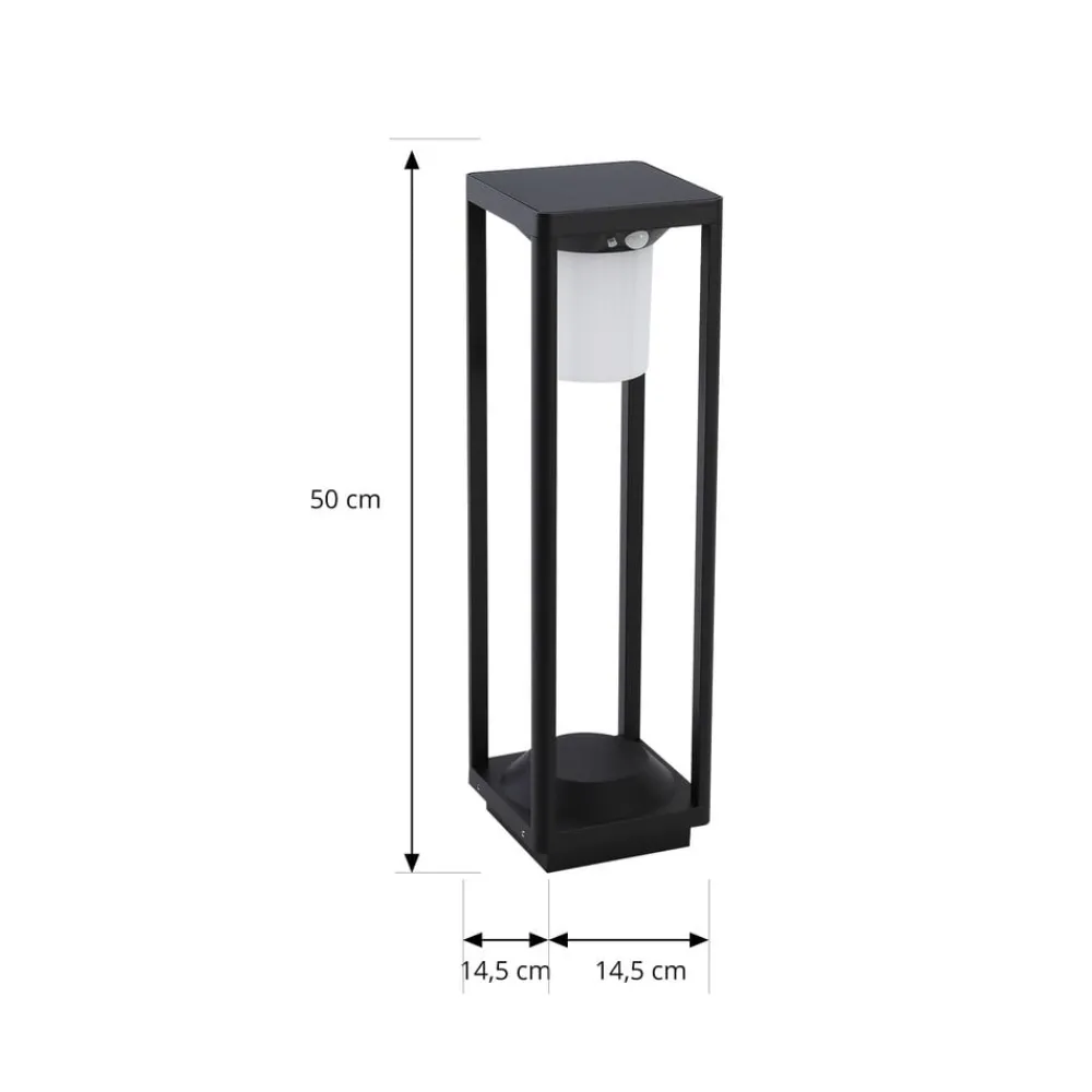 Solcelle Lampe Med Sensor|Gadebelysning Med Sensor ^ Lucande LED solcelle stibelysning Nilea, 50 cm, sort, sensor