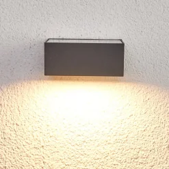 Lucande Solcelle Lampe Med Sensor|Væglampe Med Sensor > LED solcelle-væglampe Mahra, antracit, metal, sensor
