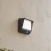 Lucande Solcelle Lampe Med Sensor|Væglamper > LED-solcellevægslampe Dava, 14 cm høj, aluminium, sensor