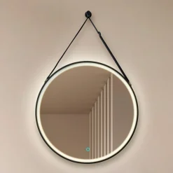 Møbel Og Interiør ^ Lucande LED-spejl Lelin, Ø 45 cm, sort, aluminium, CCT