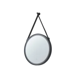 Møbel Og Interiør ^ Lucande LED-spejl Lelin, Ø 45 cm, sort, aluminium, CCT