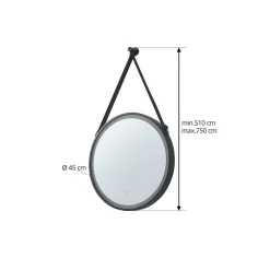 Møbel Og Interiør ^ Lucande LED-spejl Lelin, Ø 45 cm, sort, aluminium, CCT