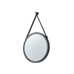Møbel Og Interiør ^ Lucande LED-spejl Lelin, Ø 60 cm, sort, aluminium, CCT