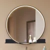 Lucande Møbel Og Interiør > LED-spejl Miren, sort, aluminium, CCT, hylde