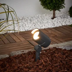 Lucande Terrassebelysning|Udendørs Spot > LED-spot med jordspyd Beatrix, antracit, aluminium, 45,7 cm