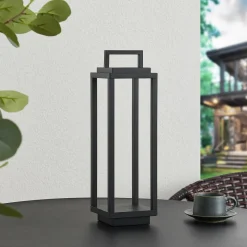 Dekorationsbelysning|Terrassebelysning ^ Lucande LED-udendørslampe Mirina, sort, genopladeligt batteri, touch-dæmper