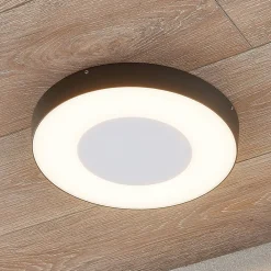 Lucande Terrassebelysning|Udendørs Loftlamper > LED udendørs loftlampe Sora, rund, sensor, IP54