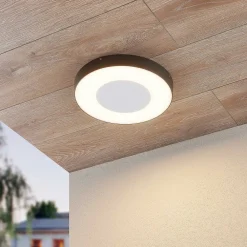 Lucande Terrassebelysning|Udendørs Loftlamper > LED udendørs loftlampe Sora, rund, sensor, IP54