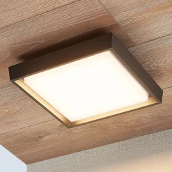 Udendørs Loftlamper ^ Lucande LED udendørs loftlampe Birta, mørkegrå, 27 cm, IP54