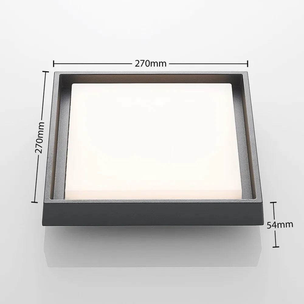 Udendørs Loftlamper ^ Lucande LED udendørs loftlampe Birta, mørkegrå, 27 cm, IP54