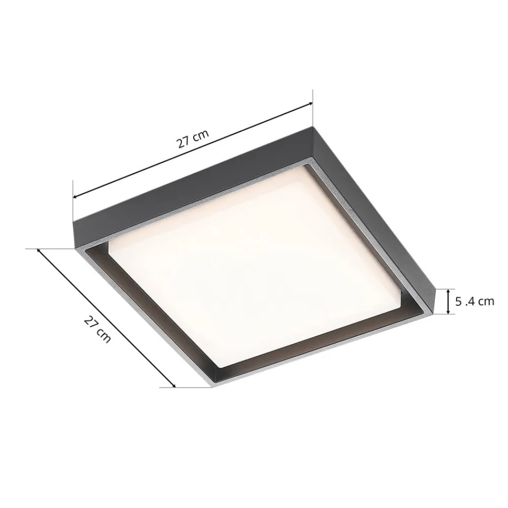 Udendørs Loftlamper ^ Lucande LED udendørs loftlampe Birta, mørkegrå, 27 cm, IP54