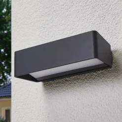 Lucande Væglamper > LED udendørs væglampe Midvig, mørkegrå, kantet, IP65