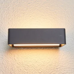 Lucande Væglamper > LED udendørs væglampe Midvig, mørkegrå, kantet, IP65