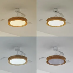 Lucande Loftventilatorer > LED-ventilator Lineta, hvid, reb, Ø 103 cm, støjsvag