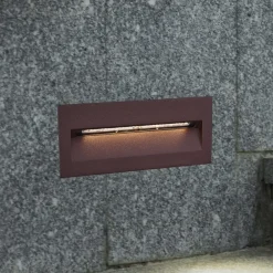 Lucande Terrassebelysning|Væglamper > LED-vægindbygningslampe Loya, 23 x 8 cm, rust, IP54